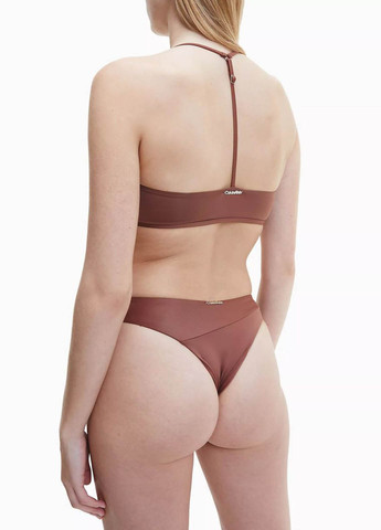 Коричневый летний купальник (лиф, трусики) раздельный, топ Calvin Klein