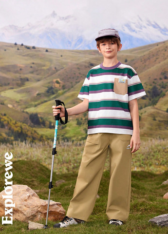 Бежевые спортивные, кэжуал демисезонные брюки прямые SHEIN