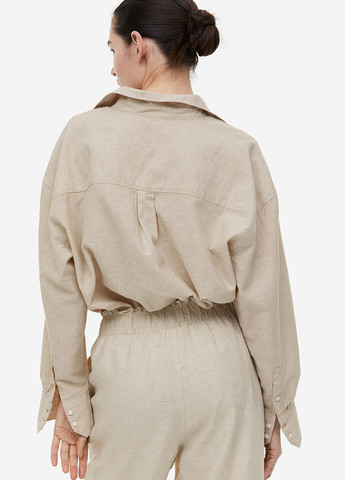 Светло-бежевые кэжуал летние прямые, укороченные брюки H&M