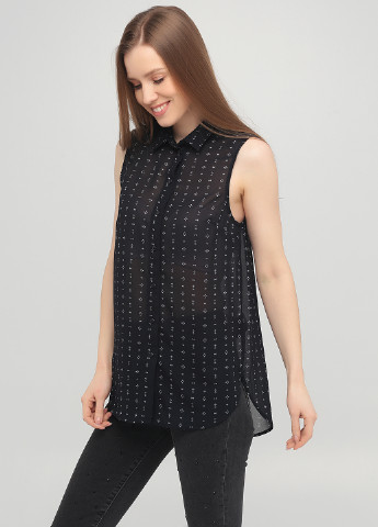 Черно-белая кэжуал рубашка с геометрическим узором H&M
