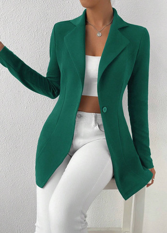 Зеленый женский жакет SHEIN однотонный - демисезонный