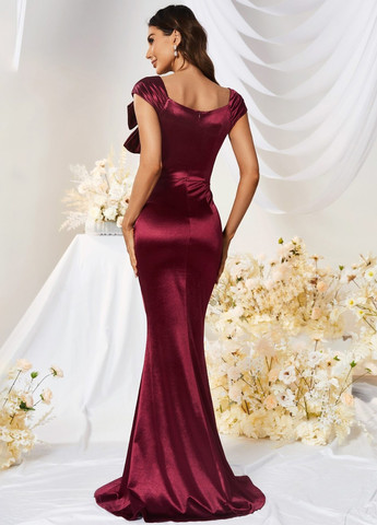 Бордова вечірня сукня годе SHEIN однотонна