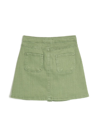 Светло-зеленая джинсовая однотонная юбка KOTON а-силуэта (трапеция)
