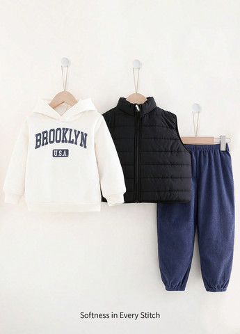 Комбінований демісезонний комплект (худи, жилет, штани) SHEIN