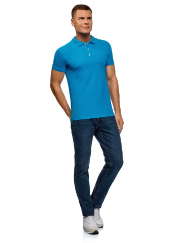 Голубой футболка-поло для мужчин Oodji