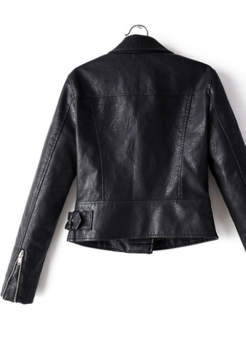 Чорна демісезонна куртка жіноча в байкерському стилі зі штучної шкіри extreme Berni Fashion 55545