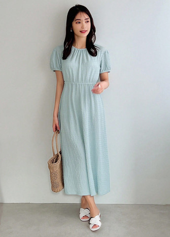 Светло-голубое кэжуал платье а-силуэт SHEIN однотонное