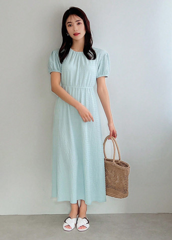 Светло-голубое кэжуал платье а-силуэт SHEIN однотонное