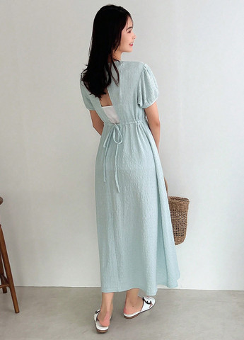 Светло-голубое кэжуал платье а-силуэт SHEIN однотонное