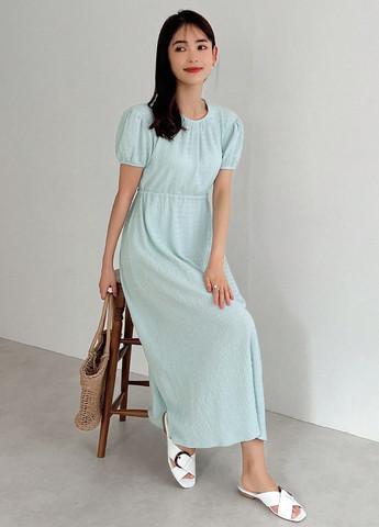 Светло-голубое кэжуал платье а-силуэт SHEIN однотонное