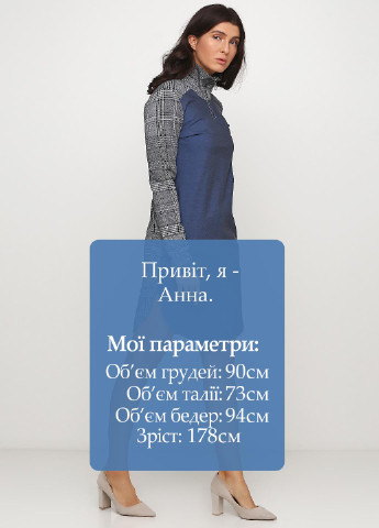 Серое кэжуал платье платье-водолазка Olga Shyrai for PUBLIC&PRIVATE в клетку