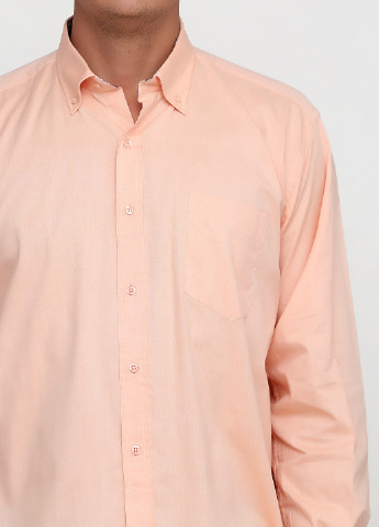 Персиковая кэжуал рубашка однотонная BOSTON с длинным рукавом
