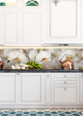 Кухонный фартук Орхидея и капли росы, 600х2500 мм Zatarga (142262047)
