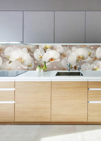 Кухонный фартук Орхидея и капли росы, 600х2500 мм Zatarga (142262047)