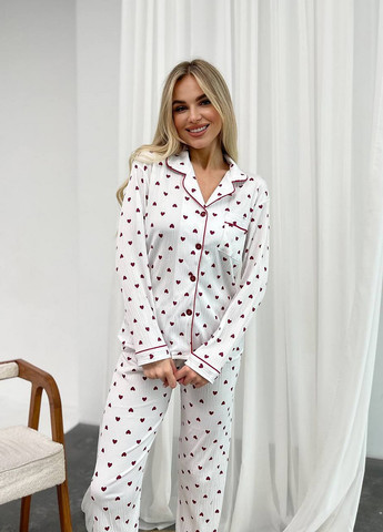 Белая всесезон пижама (рубашка, брюки) рубашка + брюки NOVA VEGA