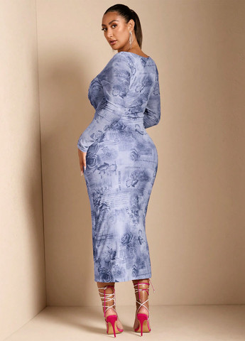 Комбінована кежуал сукня футляр SHEIN з квітковим принтом