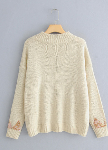 Бежевый демисезонный свитер женский с пайетками radiance Berni Fashion 55396