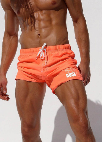 Стильные мужские шорты на лето AQUX рисунки оранжевые пляжные