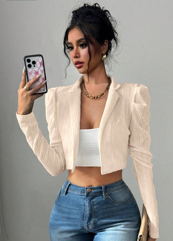 Бежевый женский жакет SHEIN однотонный - демисезонный