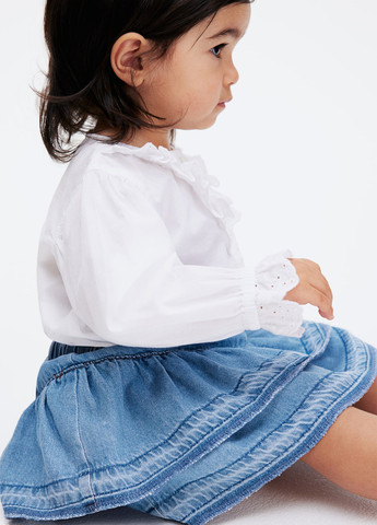 Голубая джинсовая, кэжуал однотонная юбка H&M клешированная