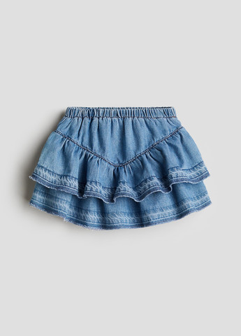 Голубая джинсовая, кэжуал однотонная юбка H&M клешированная