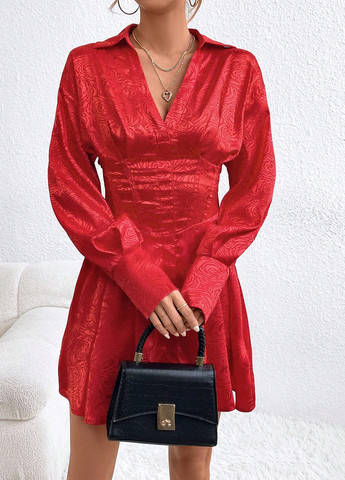 Червона кежуал сукня бебі долл, кльош SHEIN троянди