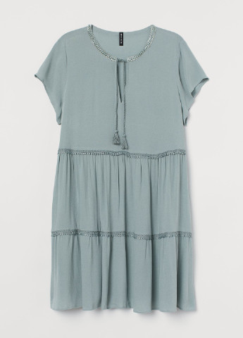 Светло-бирюзовое домашнее платье а-силуэт H&M однотонное