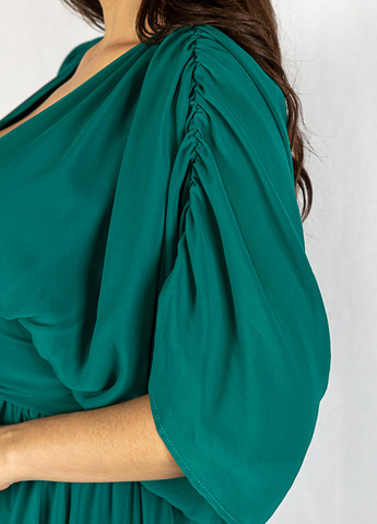 Зелена кежуал, вечірня сукня в стилі армпір Time of Style однотонна