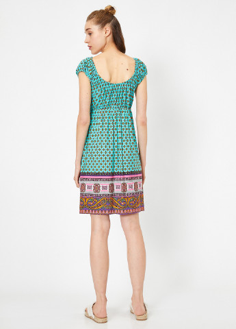 Бирюзовое кэжуал платье KOTON с геометрическим узором