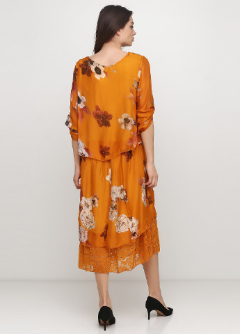 Оранжевое кэжуал платье оверсайз New Collection с цветочным принтом