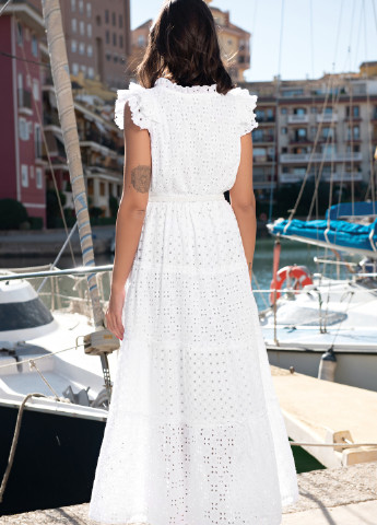 Белое пляжное платье клеш Fresh cotton однотонное
