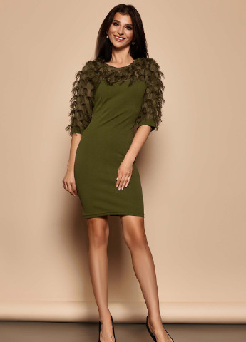 Оливковое (хаки) повседневный стильное платье цвета хаки Jadone Fashion