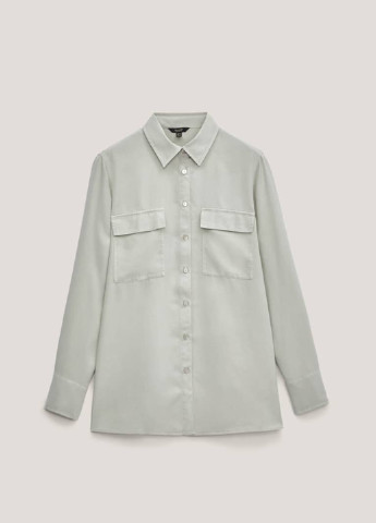 Светло-серая кэжуал рубашка однотонная Massimo Dutti