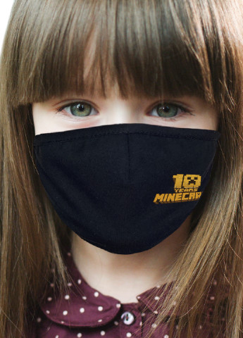 Многоразовая защитная маска Майнкрафт (Minecraft) (9259-1171-XL) XL тканевая для детей и взрослых MobiPrint чёрная