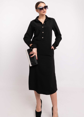 Черное кэжуал платье тенди пл 0520 черный Ри Мари однотонное