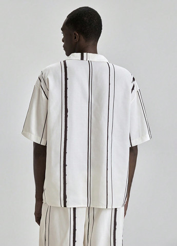 Белая футболка-поло для мужчин SHEIN в полоску