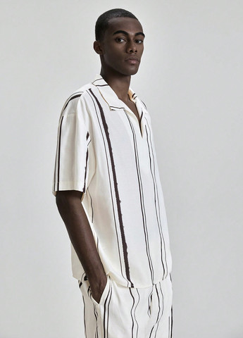 Белая футболка-поло для мужчин SHEIN в полоску