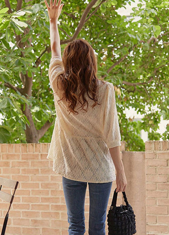 Кремовая блуза с баской SHEIN