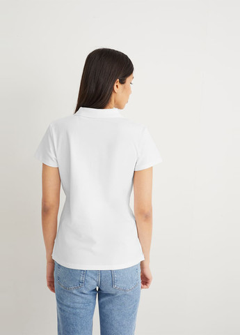 Белая женская футболка-поло C&A однотонная