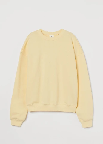 Светло-желтый свитшот H&M однотонный (252628932)