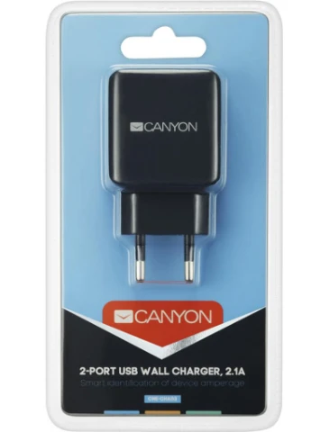 Зарядное устройство 2xUSB AC (CNE-CHA03B) Canyon (216637296)