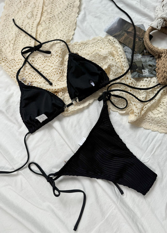 Чорний літній купальник (ліф, трусики, парео) роздільний NOVA VEGA