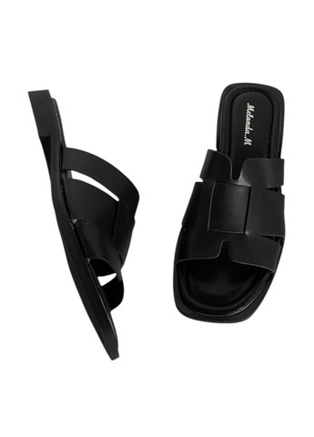 Черные шлепанцы Melanda.M плетение