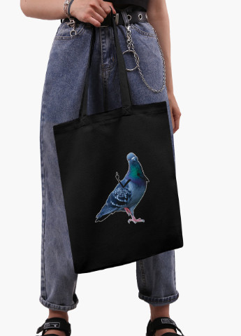 Еко сумка шоппер черная Птицы SWAG (9227-1536-BK) MobiPrint (236391110)
