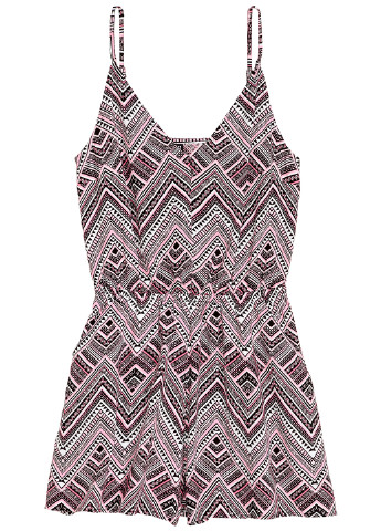 Комбинезон H&M комбинезон-шорты геометрический бордовый кэжуал вискоза