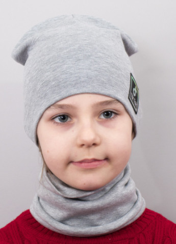 Детская шапка с хомутом КАНТА "TikTok" размер 52-56 серый (OC-982) Канта (222439491)