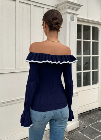 Темно-синій демісезонний светр джемпер SHEIN