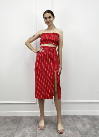 Красная кэжуал в горошек юбка Fashion Girl