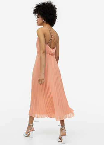 Персикова кежуал сукня плісована H&M однотонна