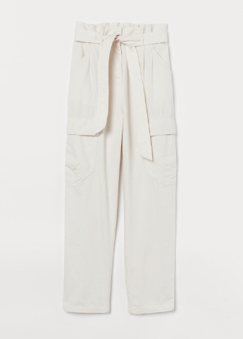 Светло-бежевые кэжуал летние карго, укороченные брюки H&M
